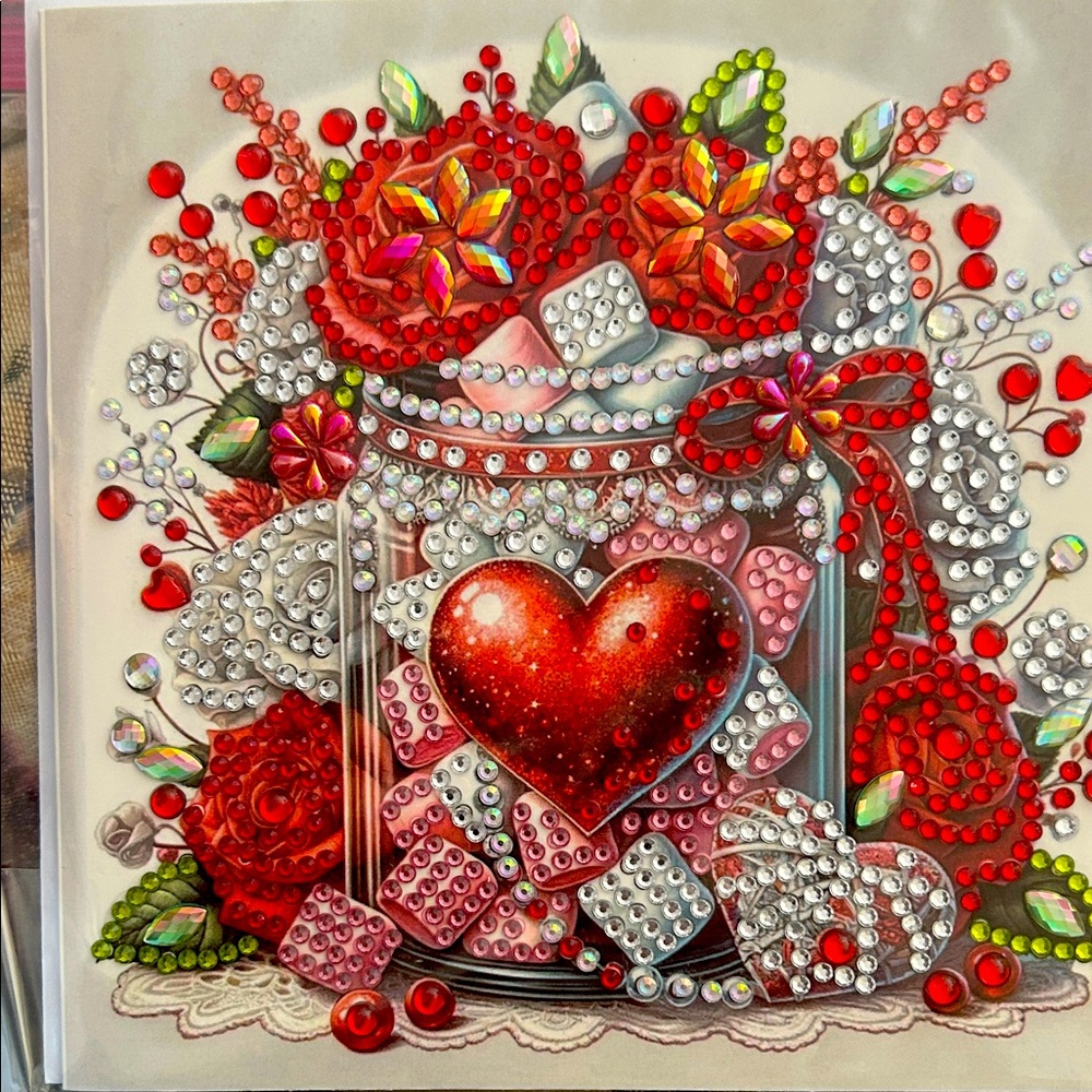 Vibrant Heart and Flowers Art Piece
